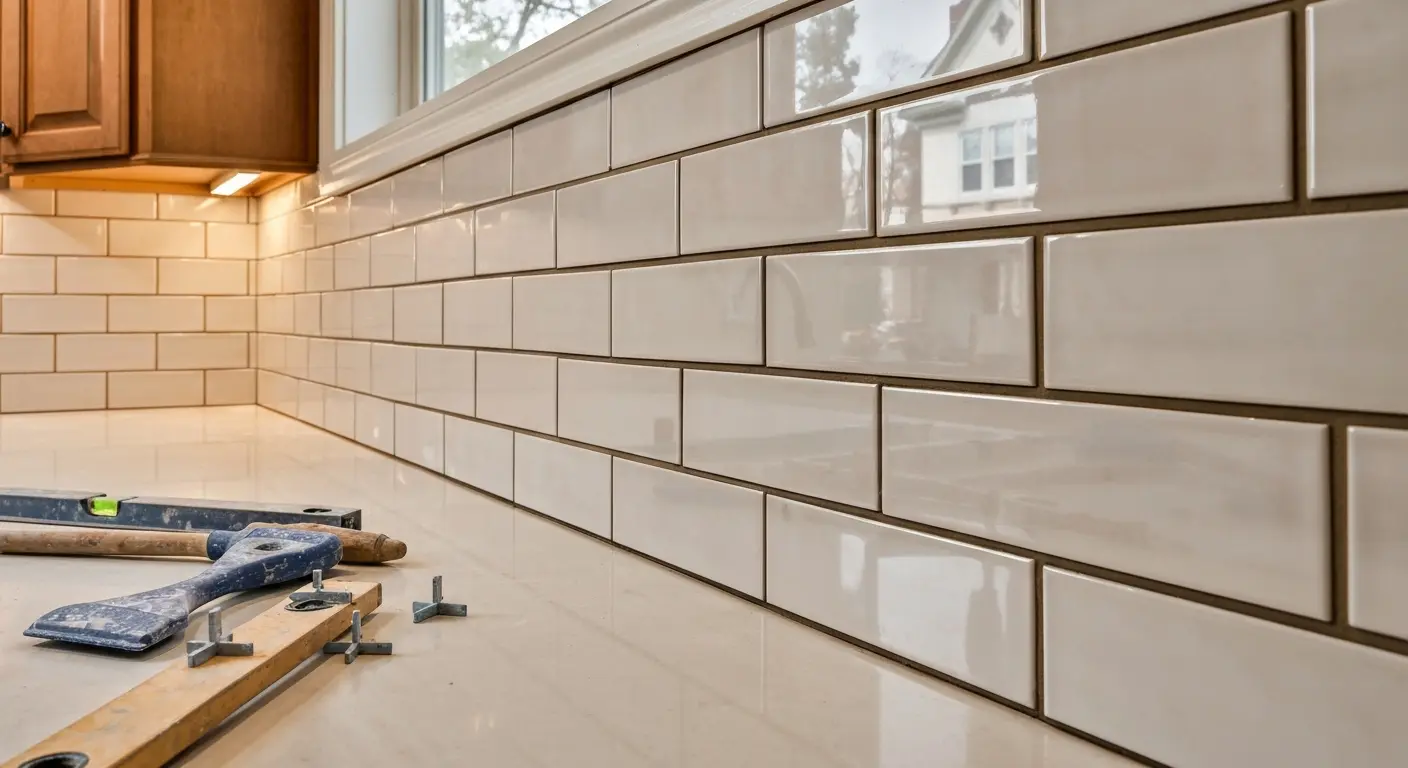 Tile backsplash installation