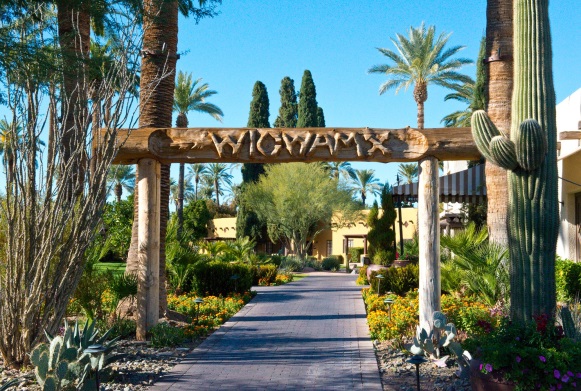Desert resort entry path in Litchfield Park Arizona