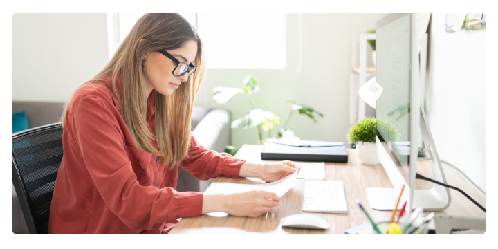 Woman reading a document