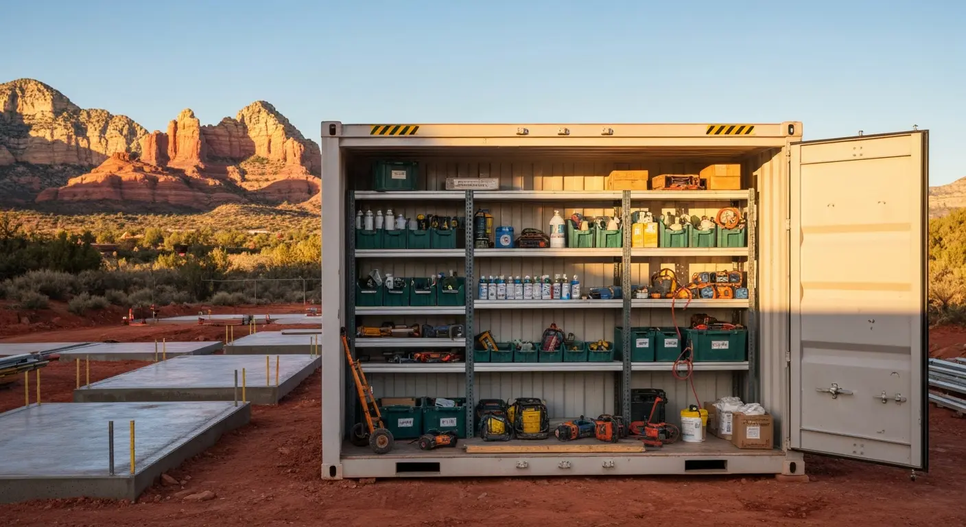 Construction site storage on Sedona job site