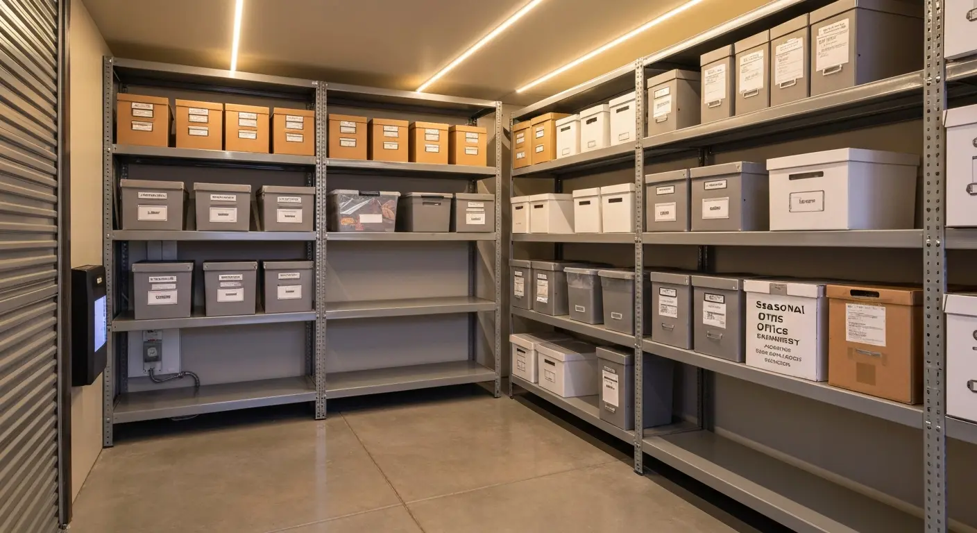 Business inventory stored in climate-controlled unit
