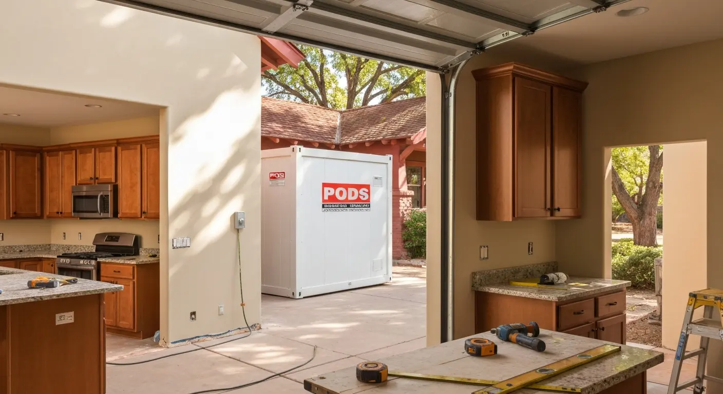 Home renovation with portable storage container
