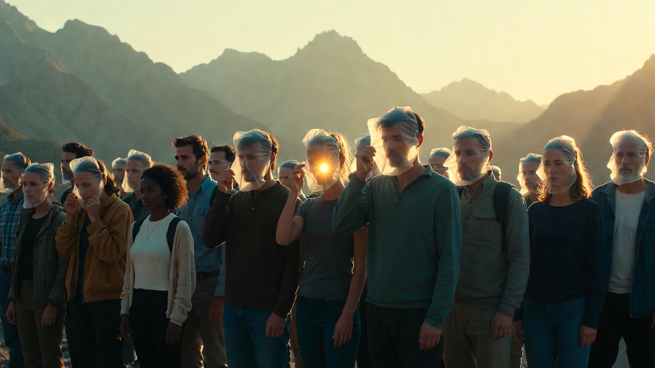 overhead shot of a wooden desk with a journal open labeled ‘REAP PowerBlock,’ a pen, a smartphone with a 5-minute timer running, a cup of coffee, soft morning light coming through a window, mood of focused morning ritual