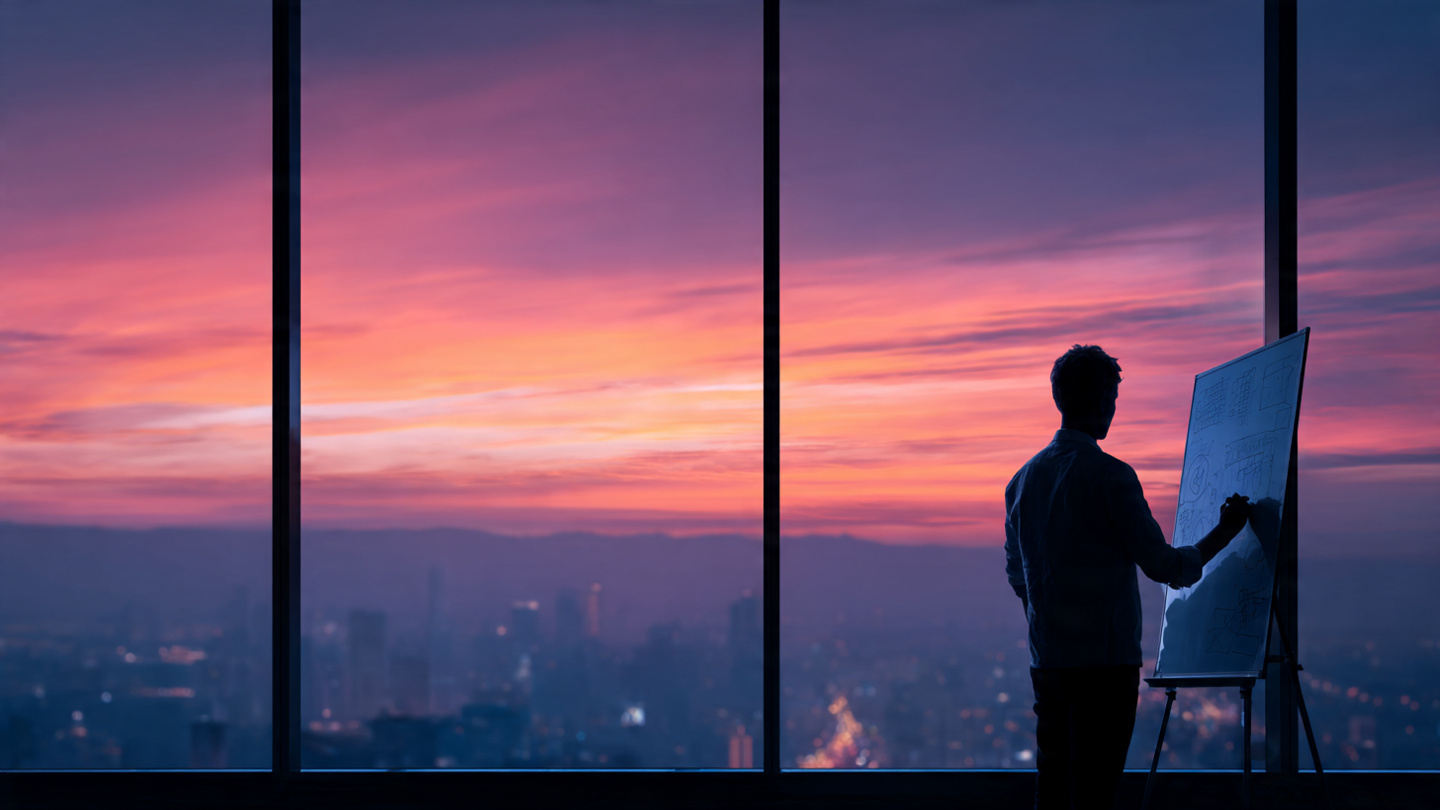 Before sunrise on a pier observing the dark purples oranges and reds covering the sky shimmering off the water