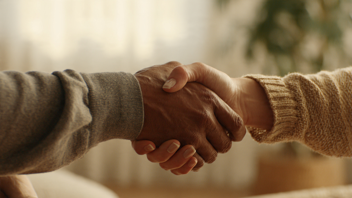 Diverse hands shaking symbol peace connection and understanding