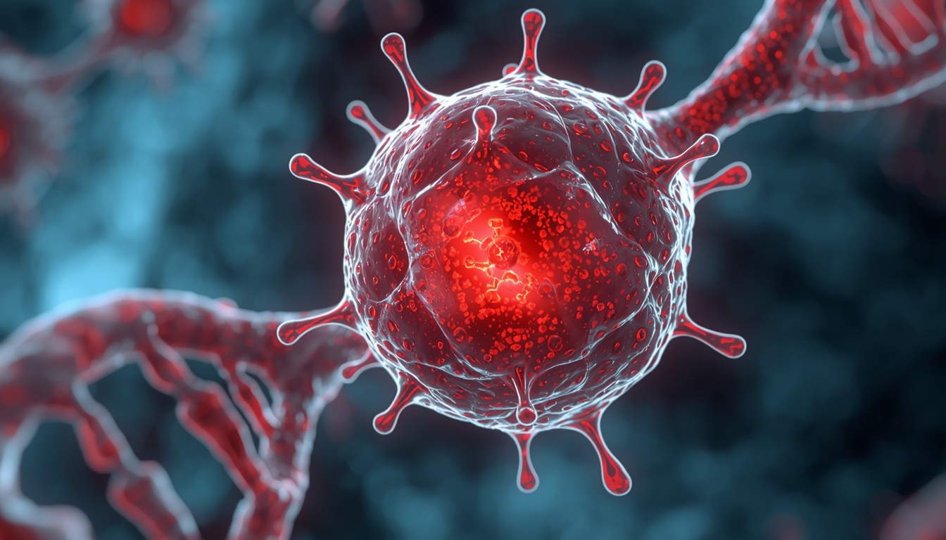 Scientific visualization of cellular healing: omega-3 molecules (golden/orange) actively resolving inflammation (red) at the cellular level, DNA strands visible, microscopic view rendered in photorealistic 3D style Scientific visualization of cellular healing: omega-3 molecules (golden/orange) actively resolving inflammation (red) at the cellular level, DNA strands visible, microscopic view rendered in photorealistic 3D style