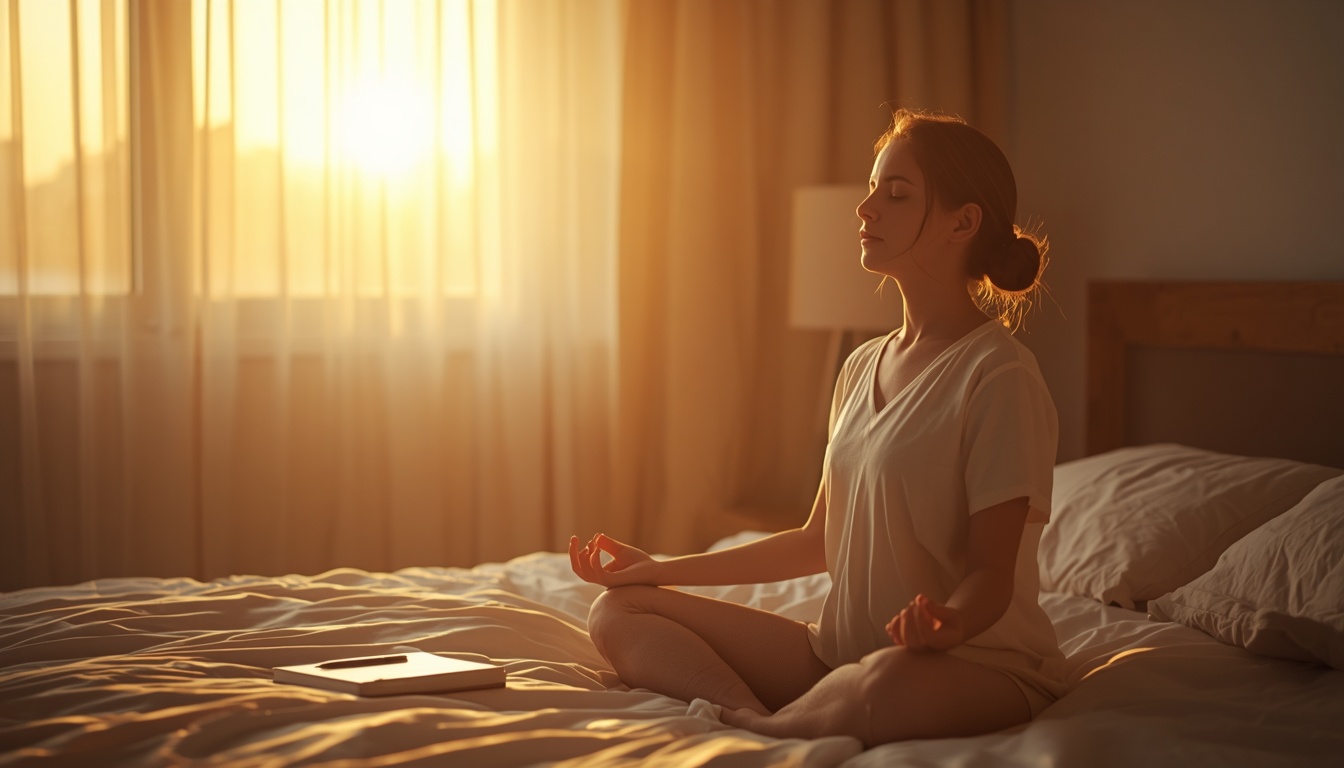 Person practicing 5-minute theta morning routine for reprogramming family patterns Person practicing 5-minute theta morning routine for reprogramming family patterns