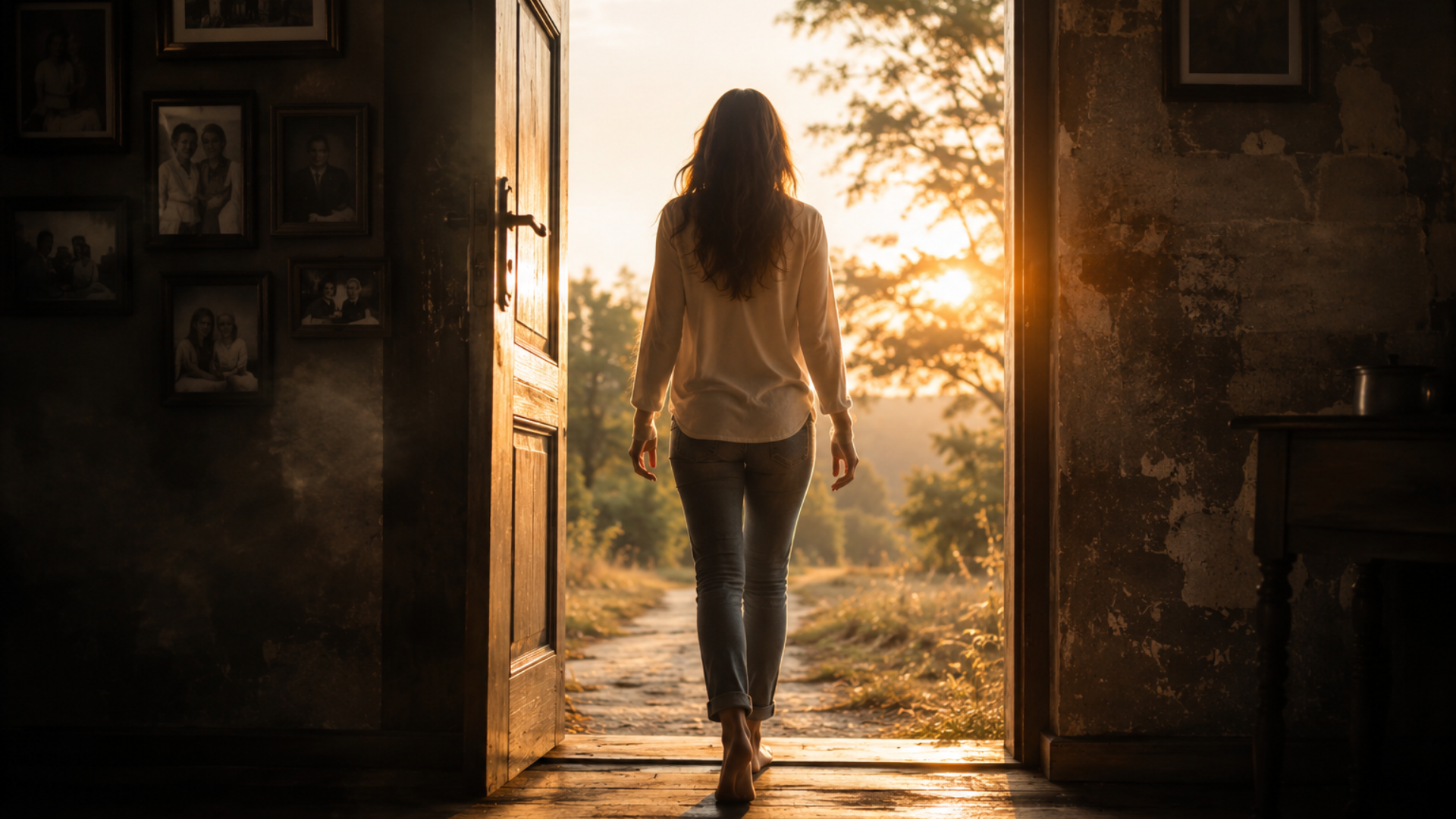 Person stepping into freedom and authentic self through self-differentiation Person stepping into freedom and authentic self through self-differentiation