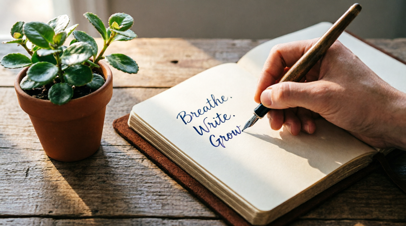 Hand writing intentional health goals in a journal Hand writing intentional health goals in a journal