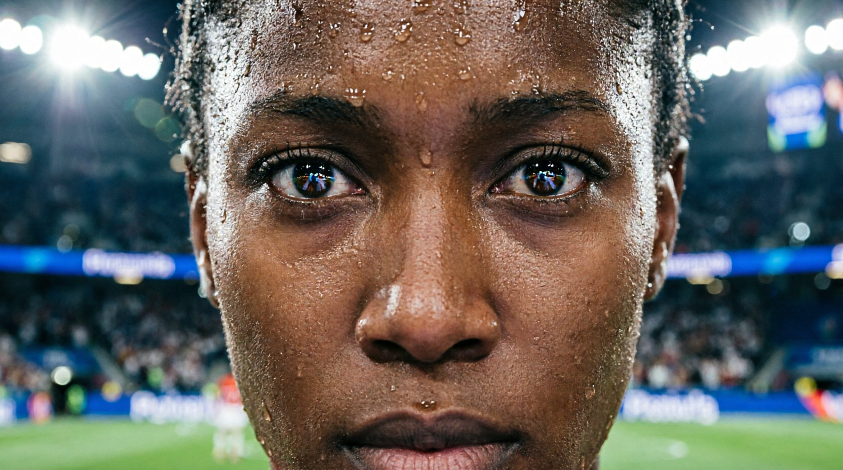 Close up of intense focus and self-belief in a champion athlete