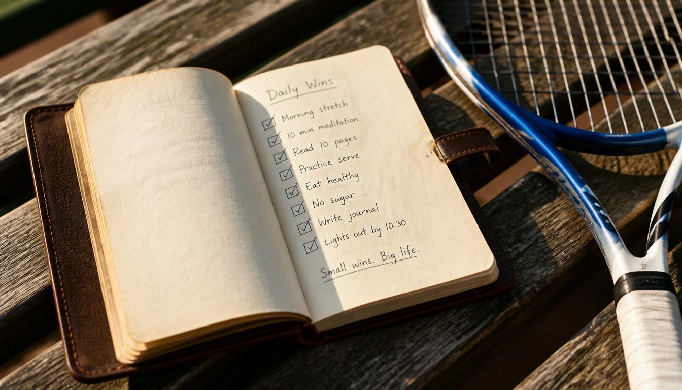 Notebook tracking daily small victories to build confidence