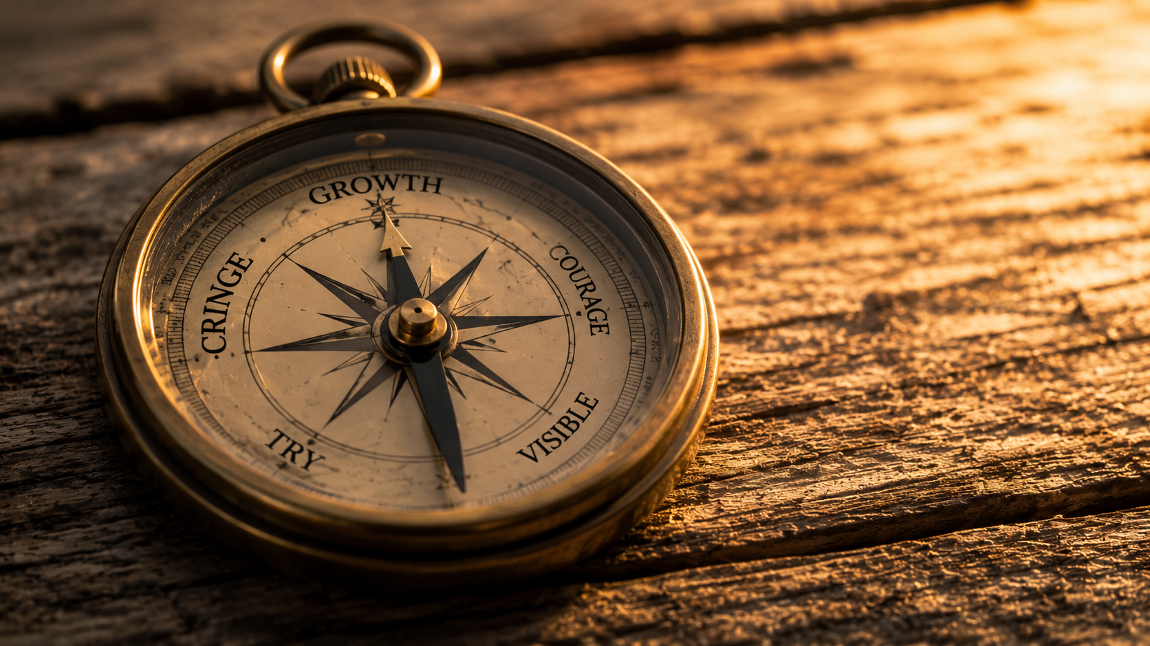 Compass pointing toward growth instead of north, symbolizing embarrassment as direction