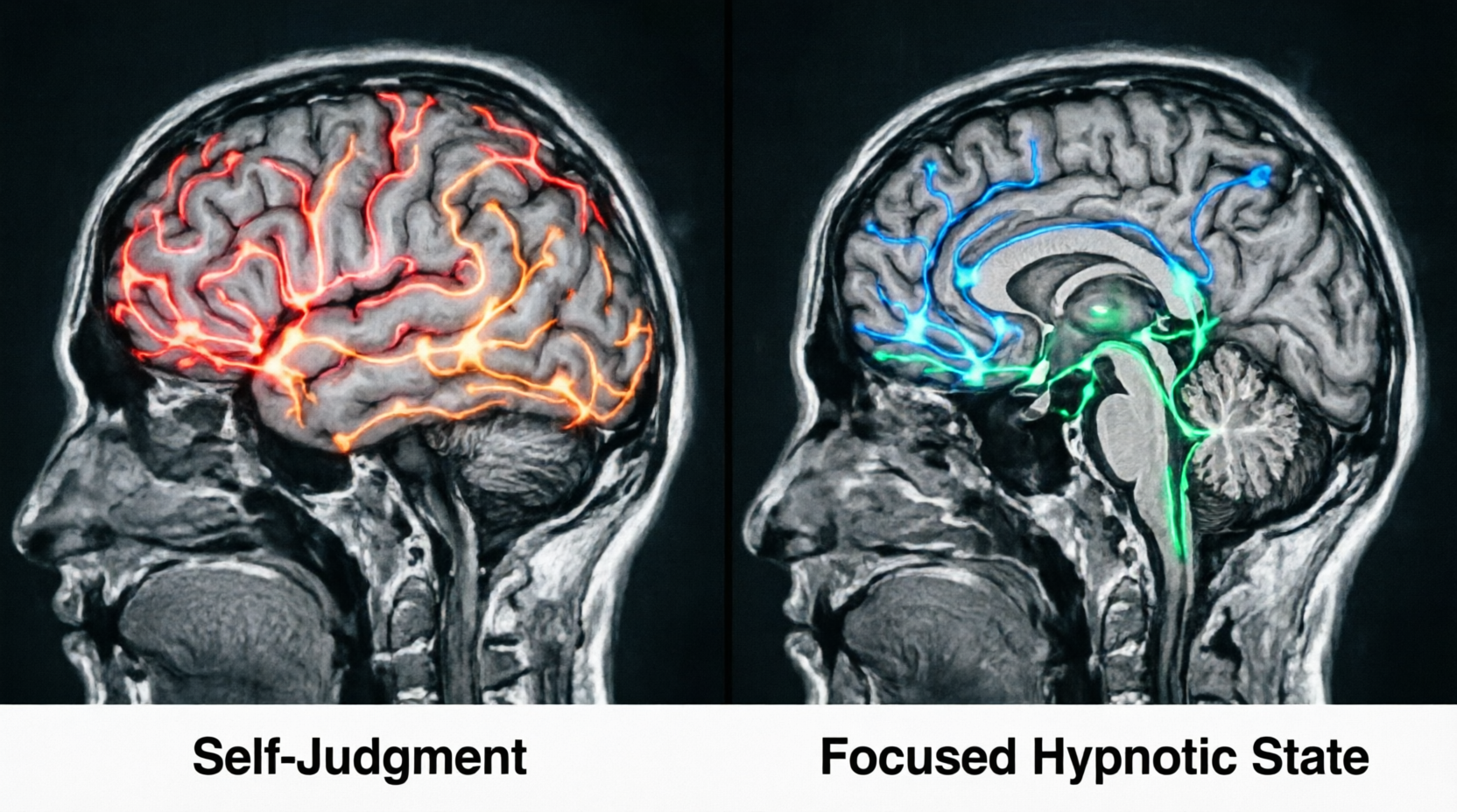 fMRI brain scan comparison default mode network hypnosis state