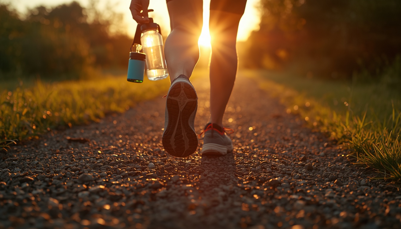 Taking first steps on longevity journey at sunrise Taking first steps on longevity journey at sunrise