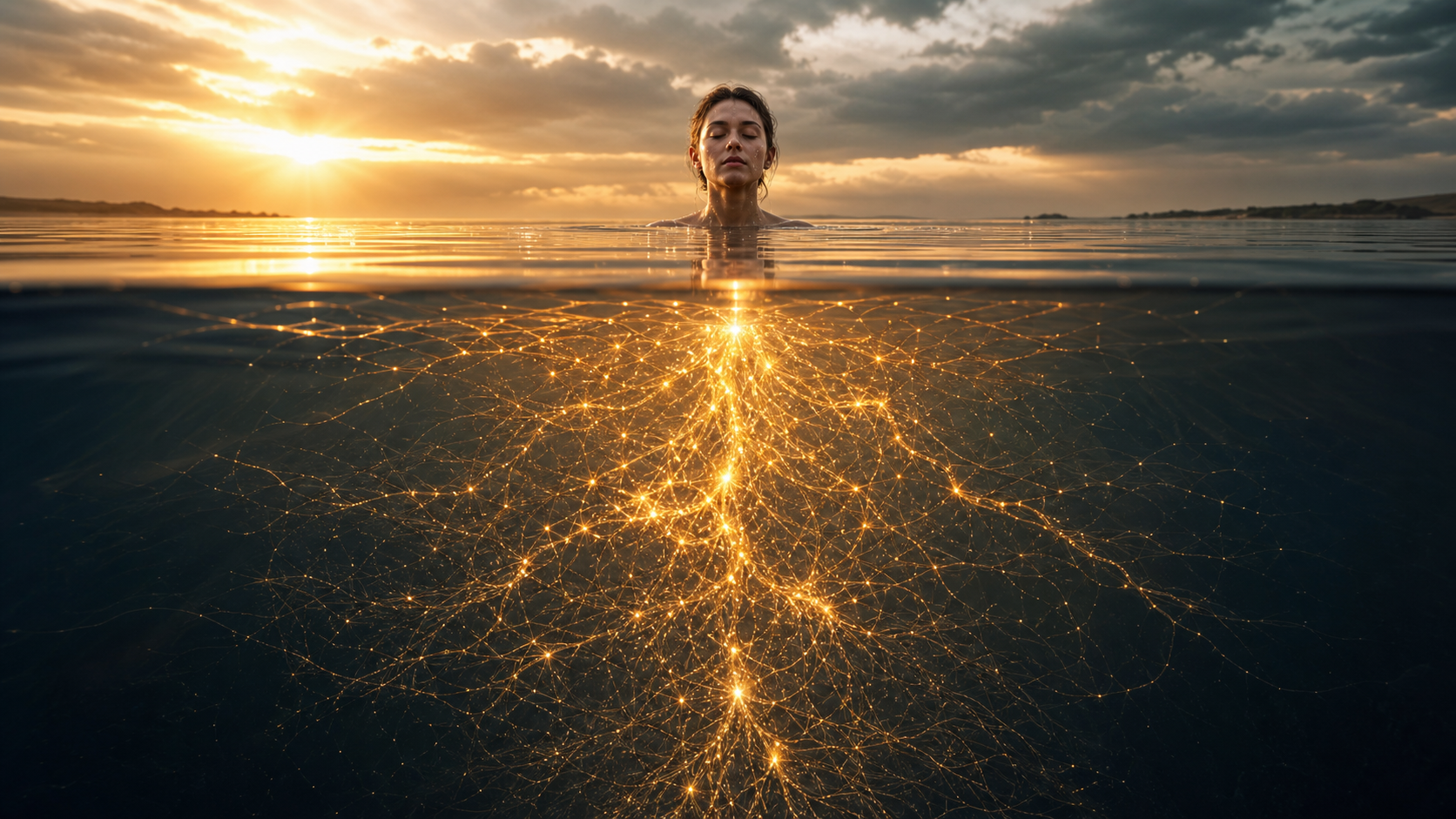 Artistic representation of the soul shift with expanded energy below the surface.