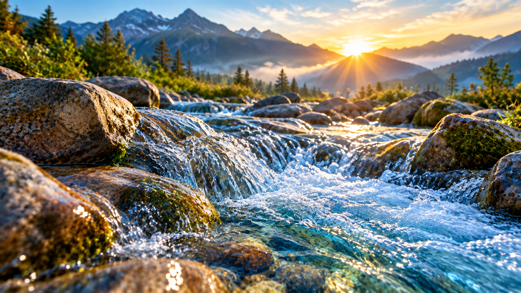 A clear mountain stream symbolizing a resilient internal terrain and the body's natural ability to heal.