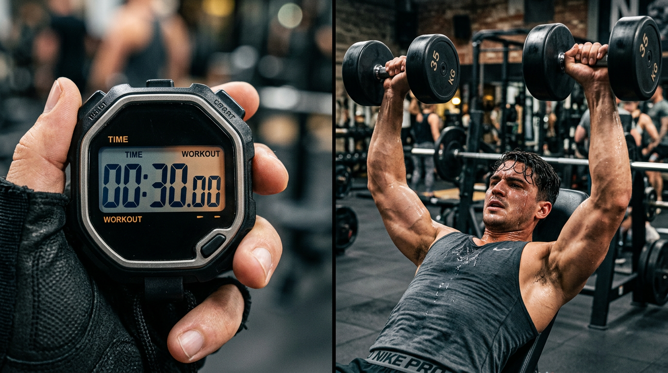 Visual representation of 30-second rest period between effective rep sets. Visual representation of 30-second rest period between effective rep sets.