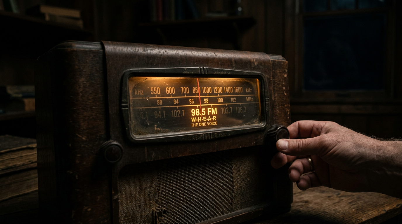 A radio dial tuned to a single glowing station, representing the inner GPS voice within you. A radio dial tuned to a single glowing station, representing the inner GPS voice within you.