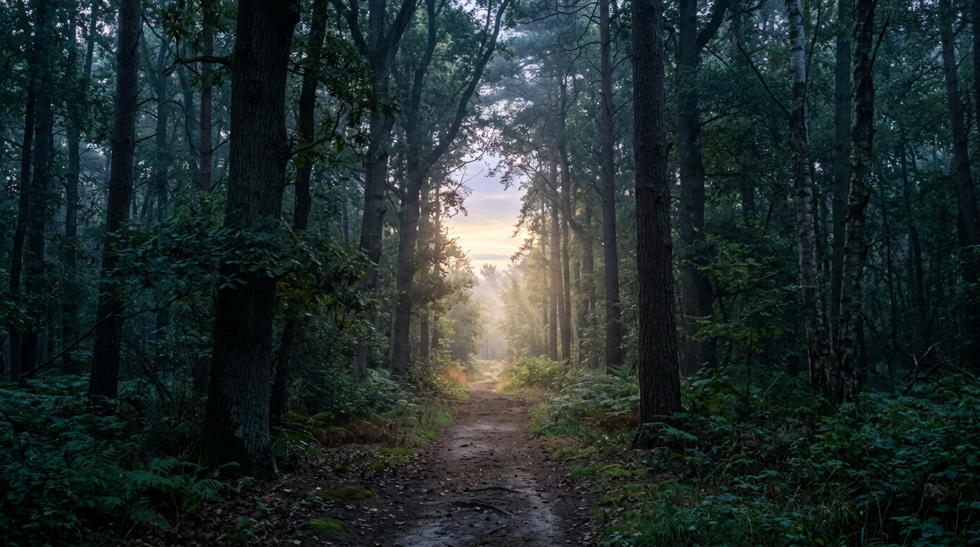 A sunlit path through a forest representing the inner GPS that guides your purpose. A sunlit path through a forest representing the inner GPS that guides your purpose.