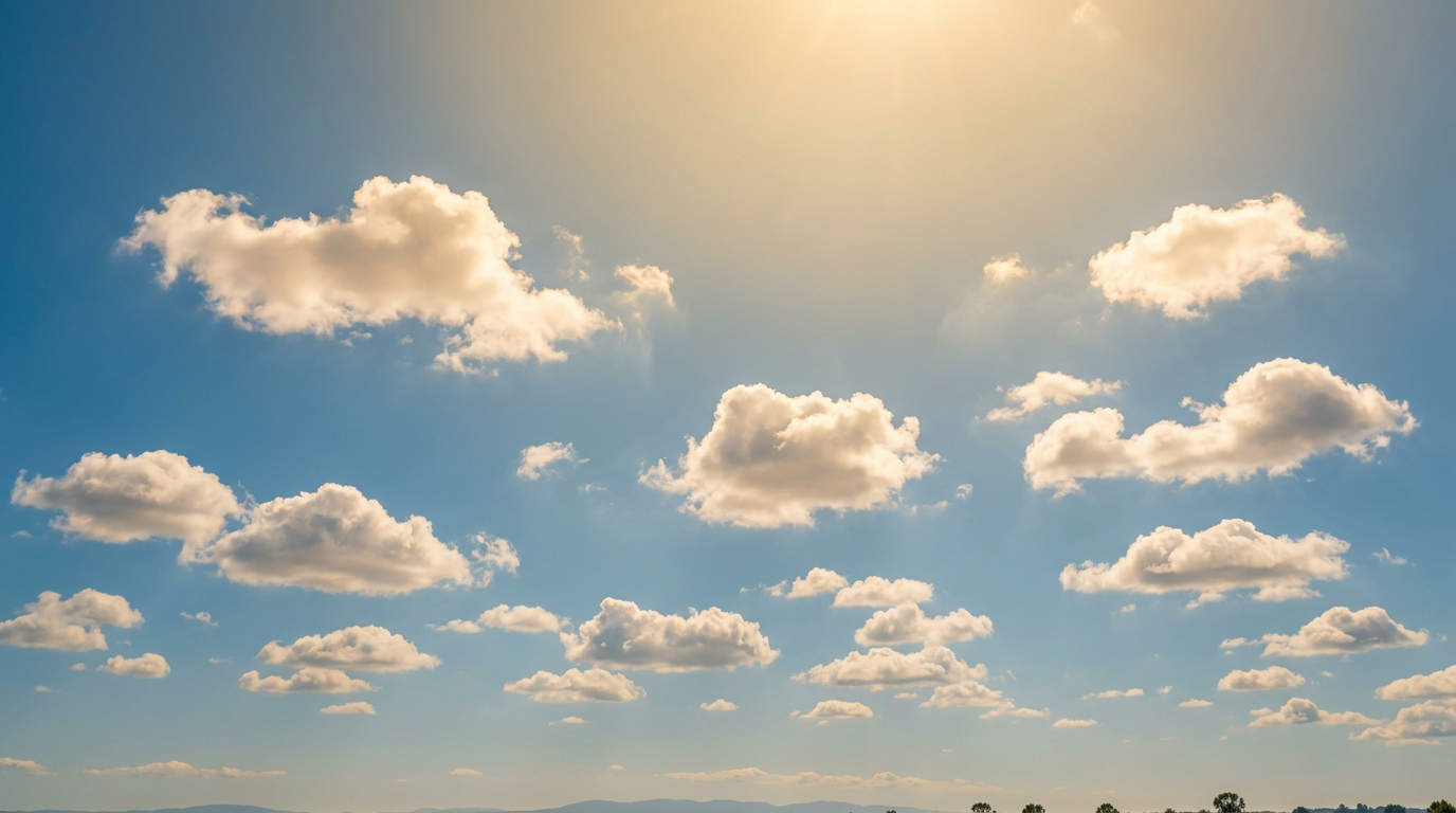 Individual clouds floating in a shared blue sky, symbolizing individual souls within a shared sea of consciousness. Individual clouds floating in a shared blue sky, symbolizing individual souls within a shared sea of consciousness.