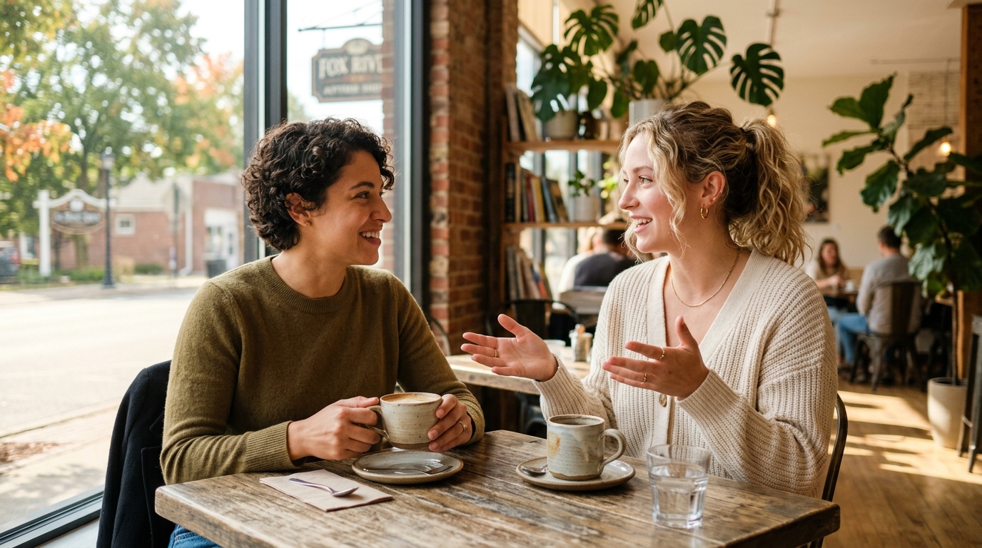 Two people having a focused conversation representing value-based selling