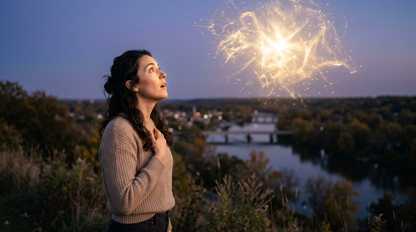 Person seeing flashes of light — spirit signs and spiritual awakening Person seeing flashes of light — spirit signs and spiritual awakening