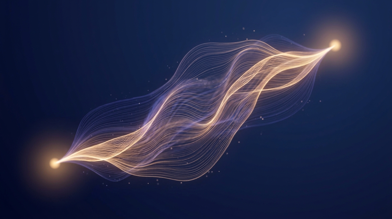 Abstract energetic threads of light representing spirit communication.