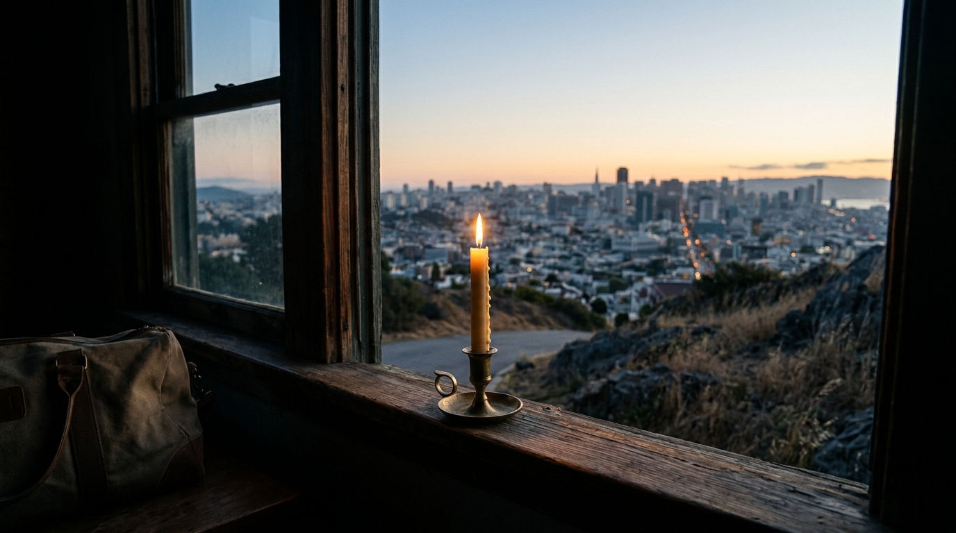 A single candle burning steadily on a windowsill at dawn, symbolizing a decision made before the world wakes up. A single candle burning steadily on a windowsill at dawn, symbolizing a decision made before the world wakes up.