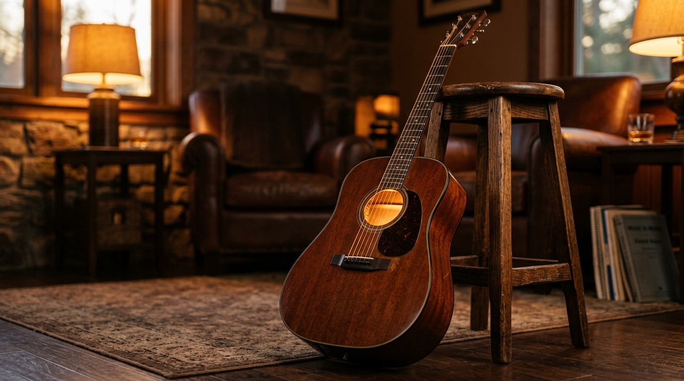 A guitar resting against a stool, six strings of different thicknesses — symbolizing how your different identities create harmony when brought together. A guitar resting against a stool, six strings of different thicknesses — symbolizing how your different identities create harmony when brought together.