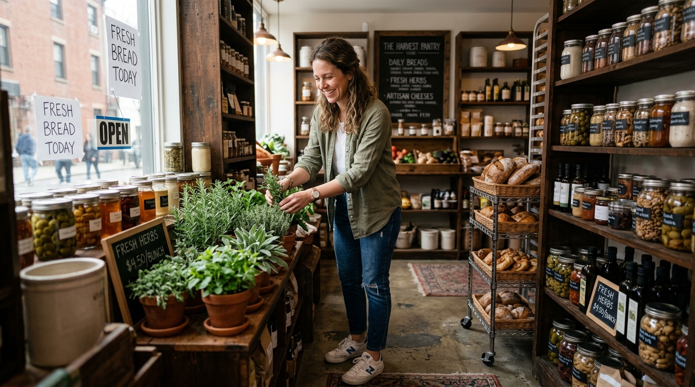 A woman discovering her calling inside a small specialty food store in the Hamptons. A woman discovering her calling inside a small specialty food store in the Hamptons.