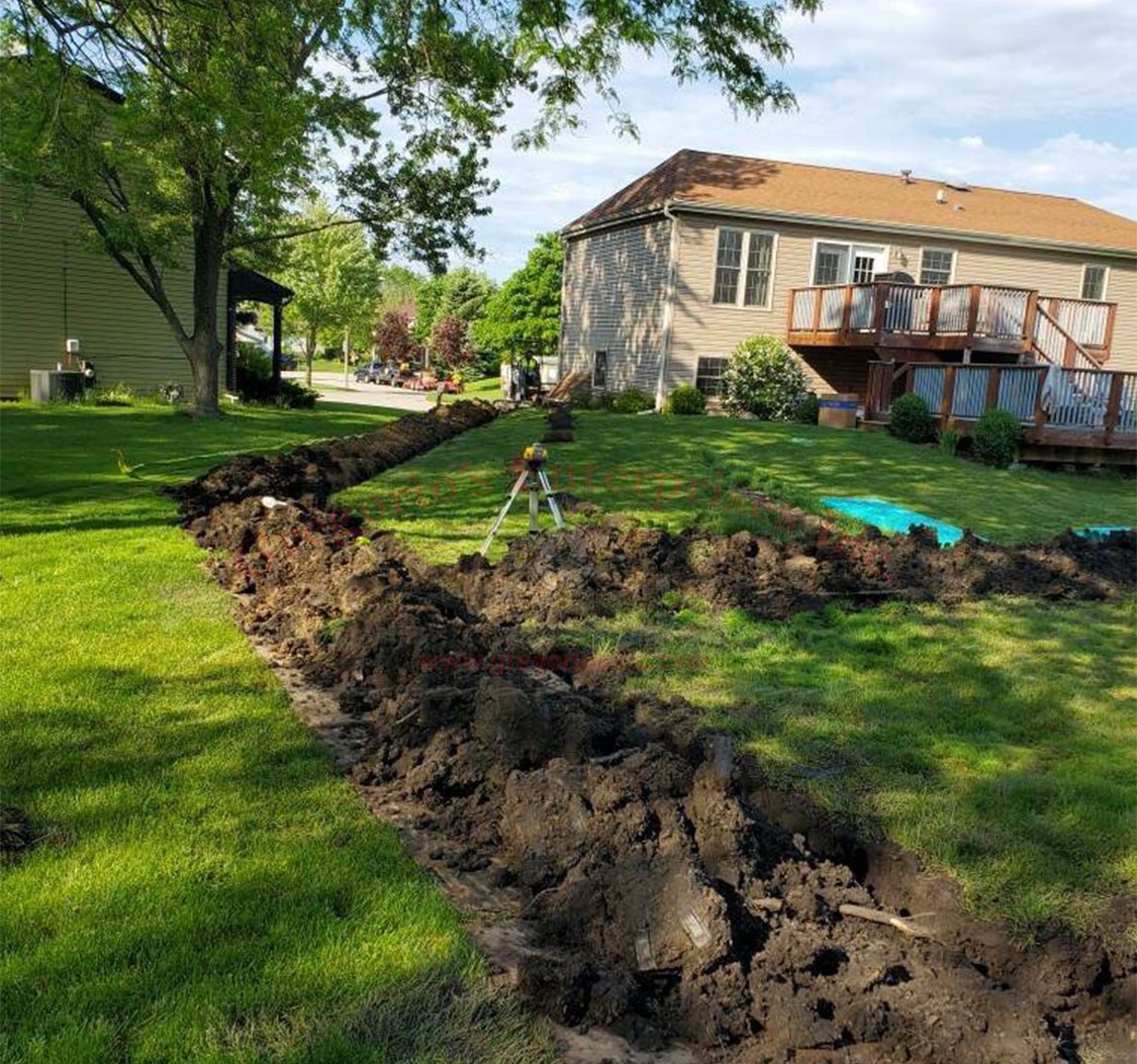 Outdoor drainage done by Gregorio's Enterprises Inc. in Chicagoland