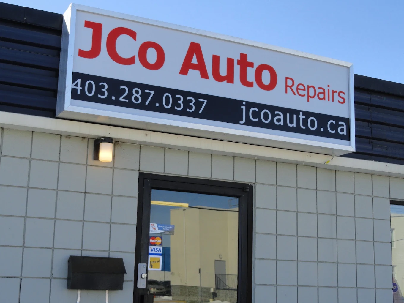 Front entrance of JCo Auto at 347 39 Ave SE, Calgary