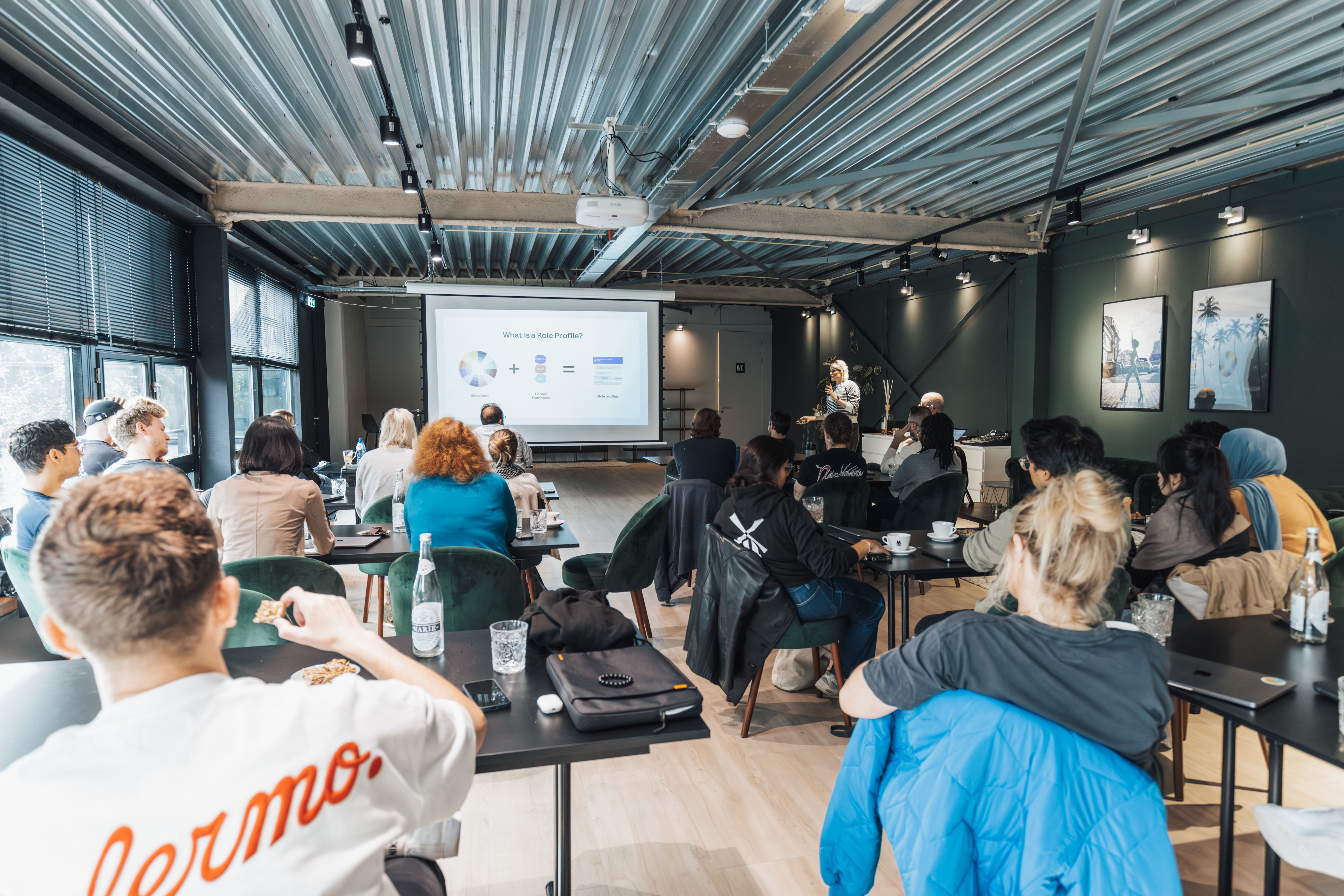 teaching a congregation or workshop room