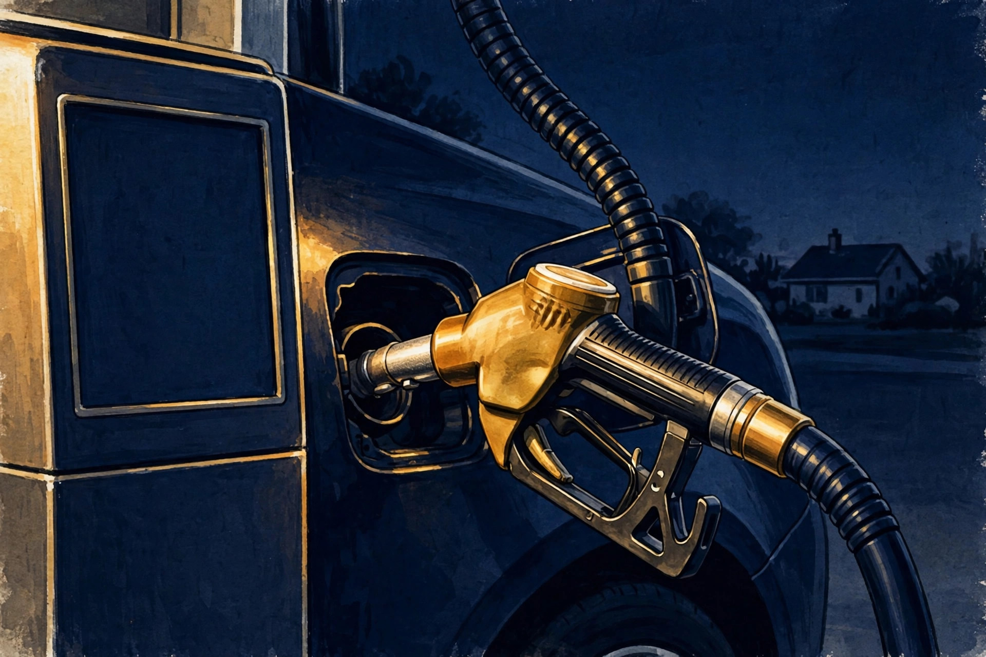 Gas pump at dusk — gasoline's 9.1% monthly jump drove more than half of September 2026's CPI increase