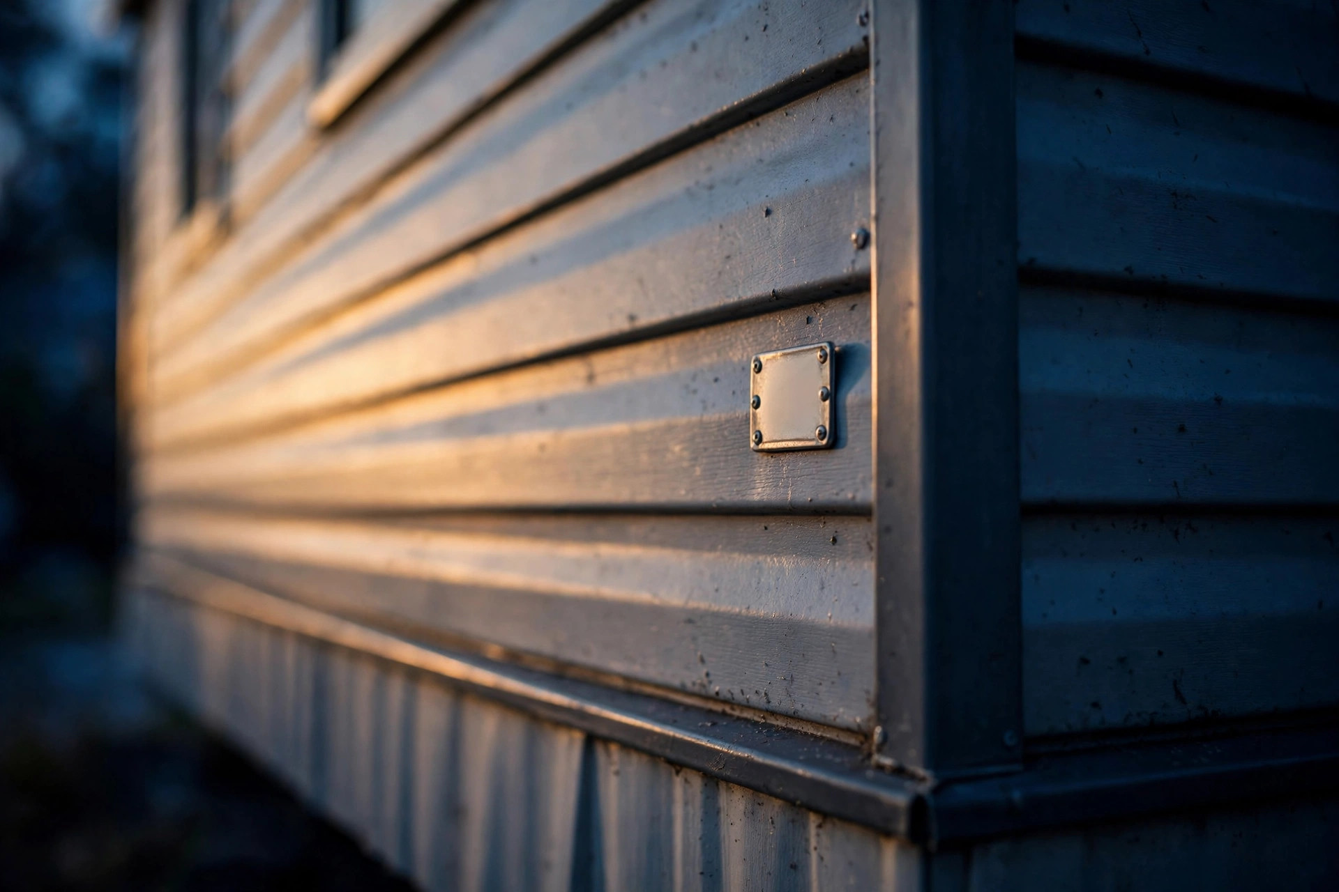 HUD certification label plate on a manufactured home exterior — proof of post-1976 HUD code compliance for VA loans