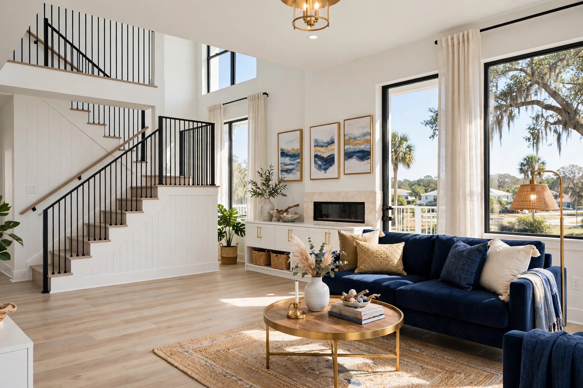 Renovated interior of a duplex unit living room in Jacksonville Florida