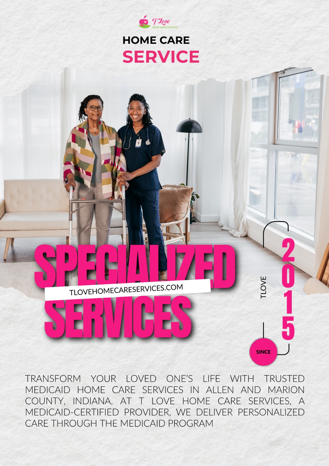 T Love Home Care Services caregiver providing specialized, personalized care