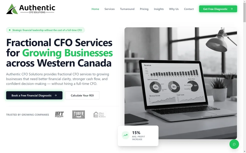 Desktop view of a website built by Jay's Digital Consulting