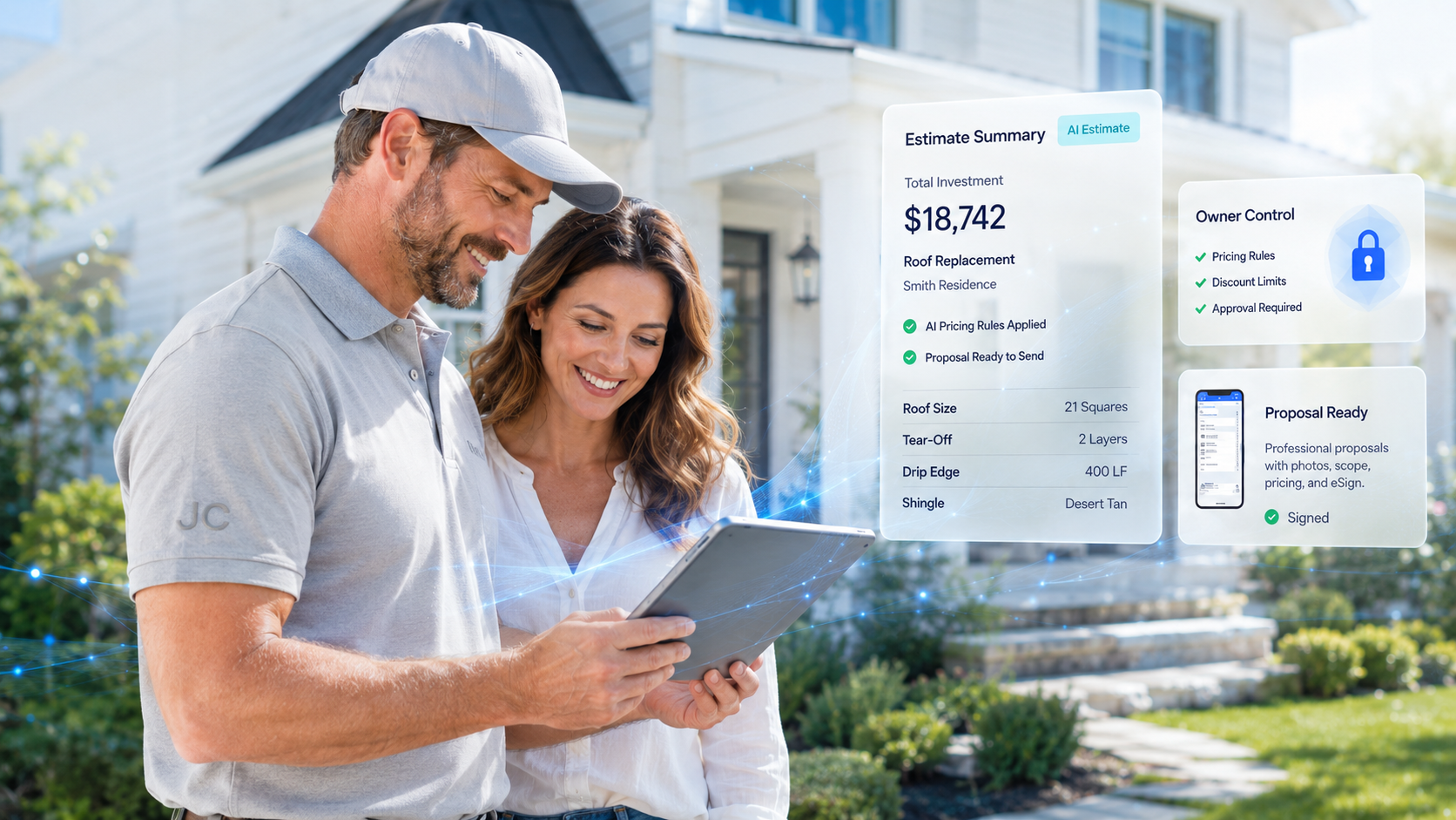 Contractor using JobClose AI with homeowner