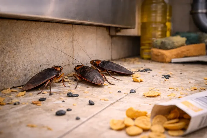 Pest control spray treatment around property exterior