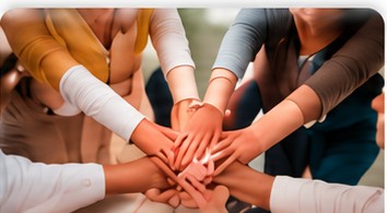 Hands joined together in support