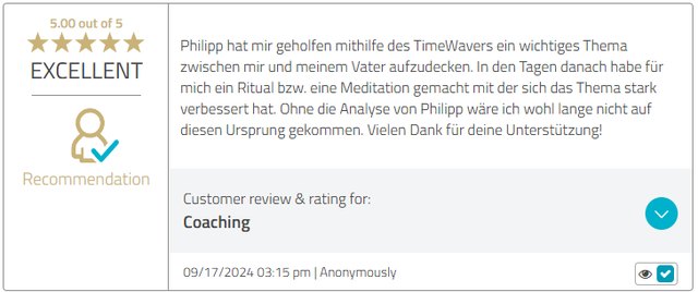 Kundenstimme 10, Bewertung mit fünf Sternen