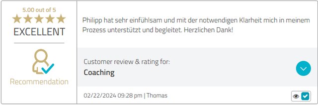 Kundenstimme 11, Bewertung mit fünf Sternen