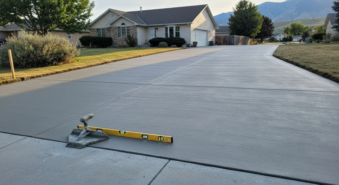 New concrete driveway installation