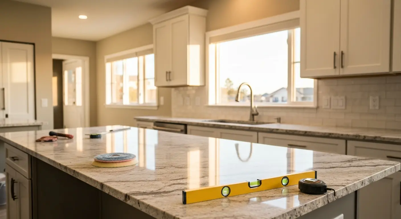 Kitchen island countertop installation