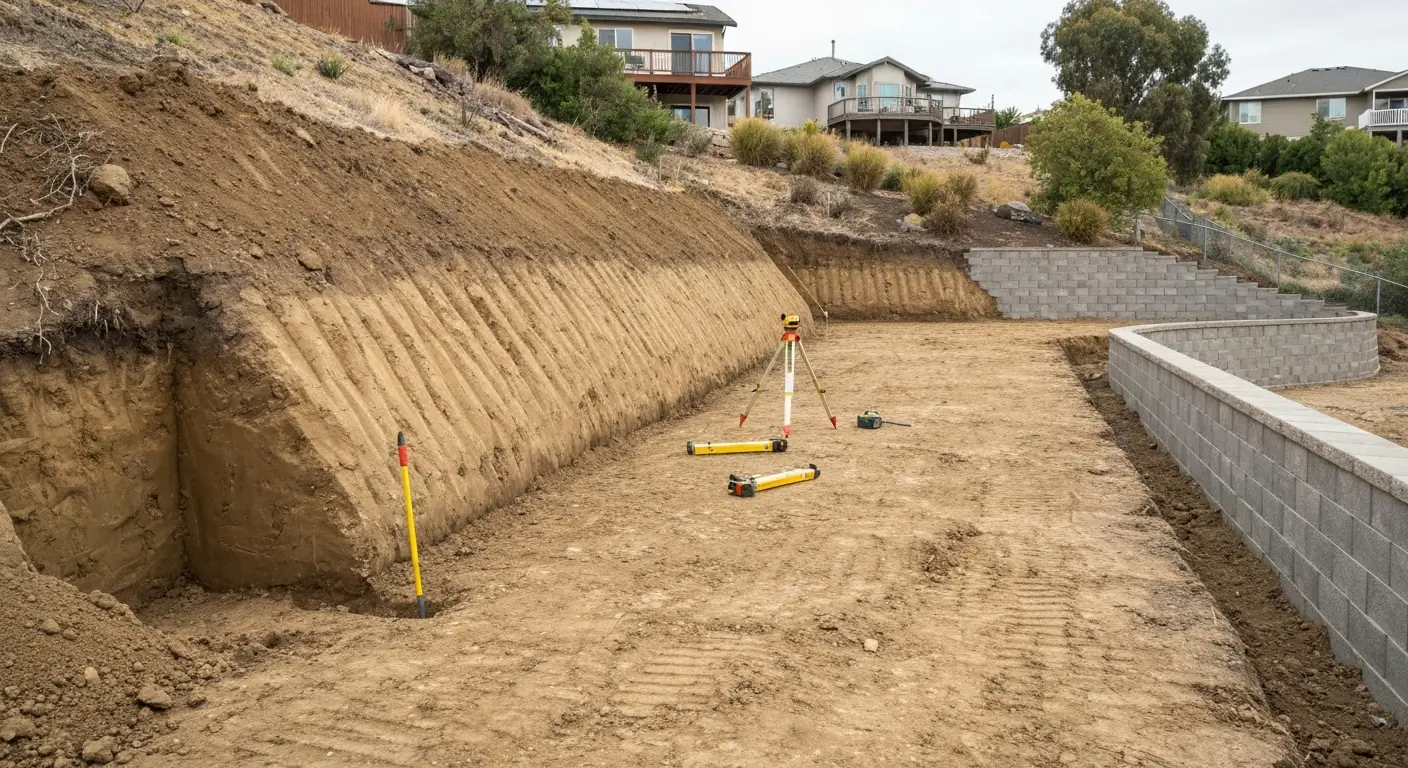 Retaining wall excavation