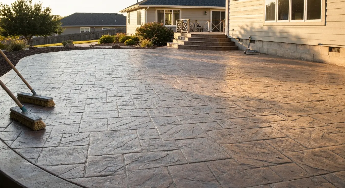 Decorative stamped concrete patio