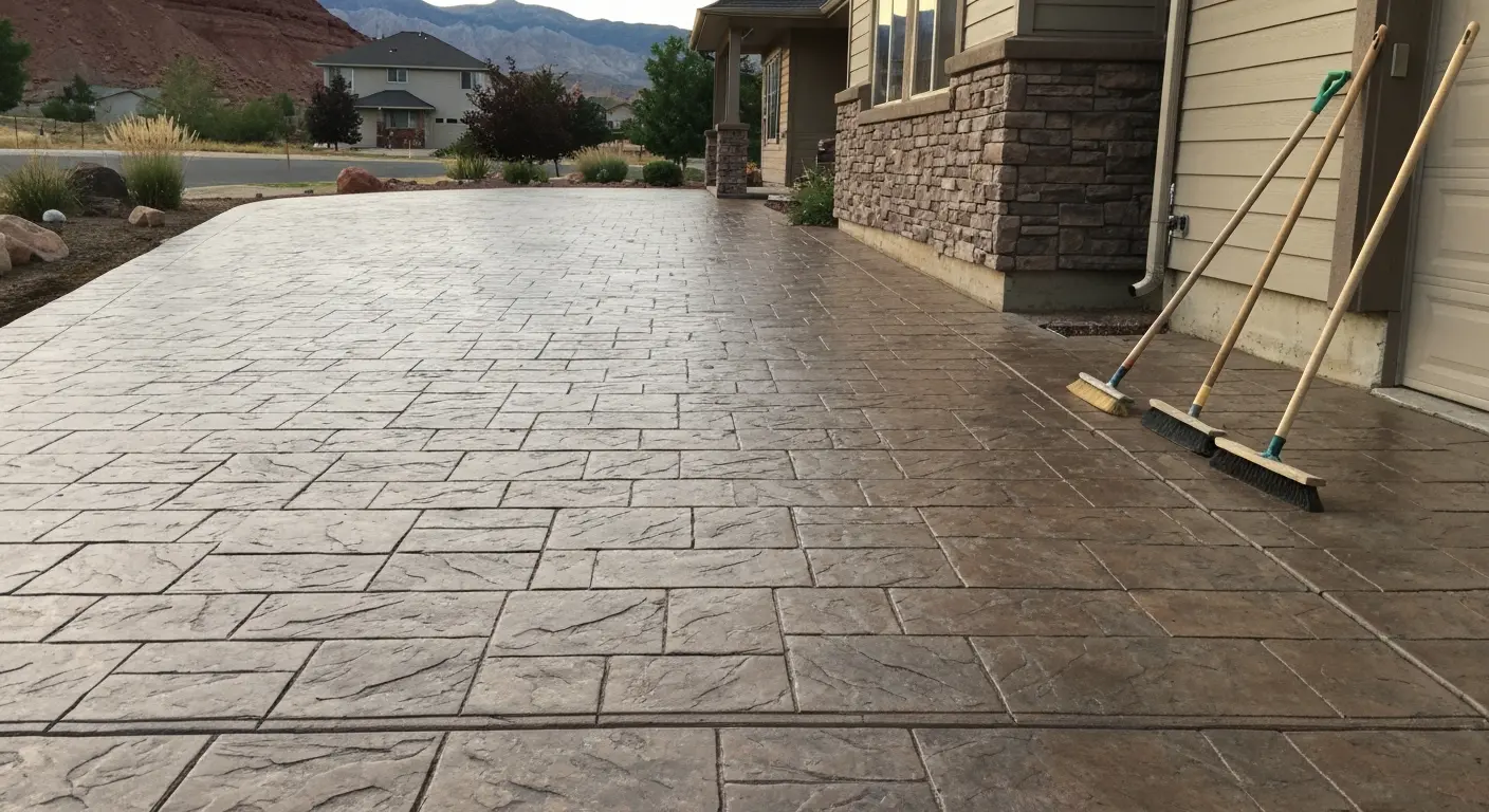 Decorative concrete driveway finishes