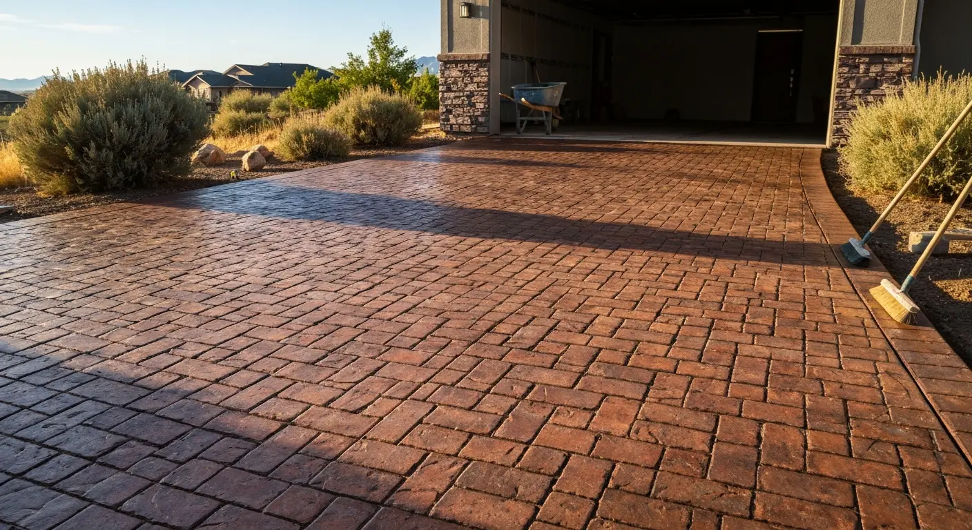Stamped concrete driveway