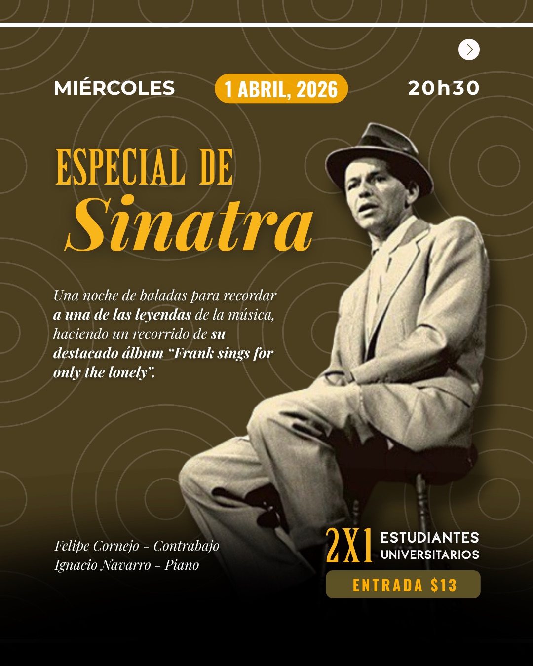 ESPECIAL DE SINATRA - Noche de baladas recorriendo el álbum "Frank sings for only the lonely".